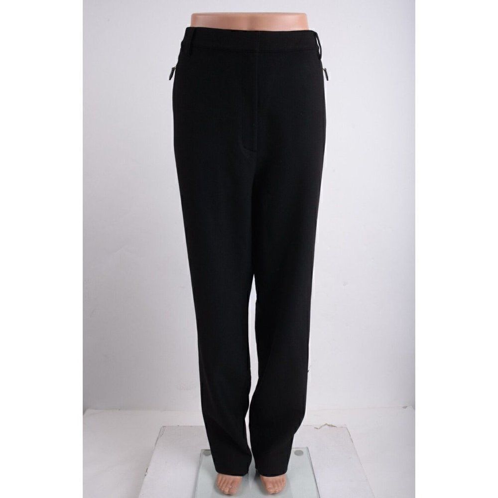 St John Womens Black Twill Pants Trousers Zip Detail Stretch US 18 k818c51 NWT